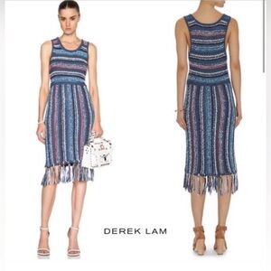 Crosby 10 Derek Lam Knitted Summer Fringe  Dress Size XS